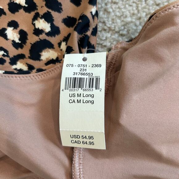 NWT Aerie Leopard Full Coverage One Piece Swimsuit Raw Sienna Swim Beach M Long - Picture 6 of 6